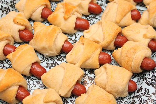 Pigs in a blanket for murder mystery party