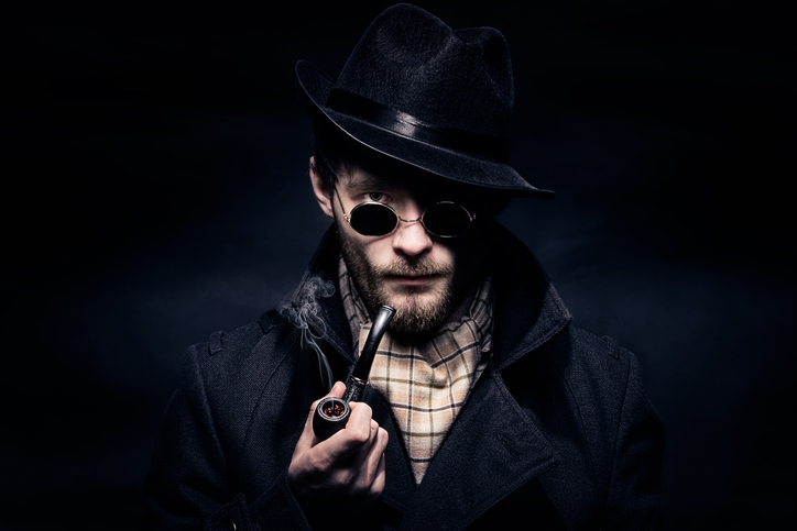 Detective character costume for a mystery party. 