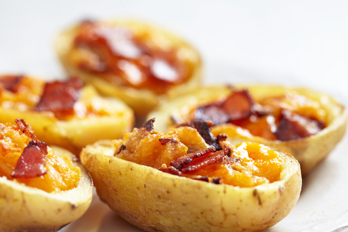 Potato skin appetizers for a murder mystery party