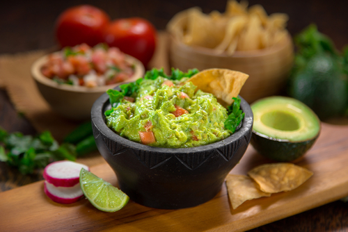Guacamole recipe for mystery party game snacks.