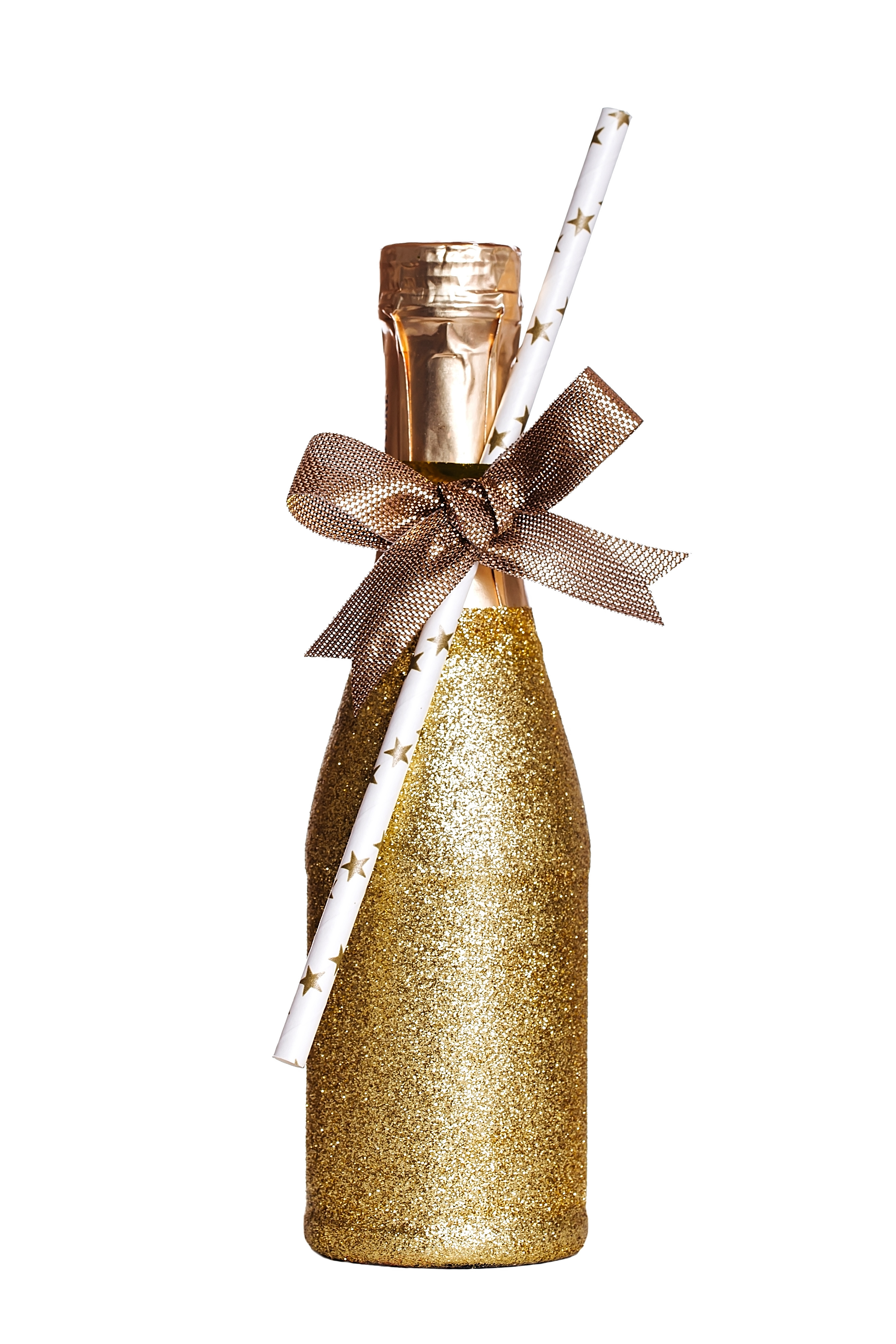 Glitter Champagne bottle for 1920s murder mystery party
